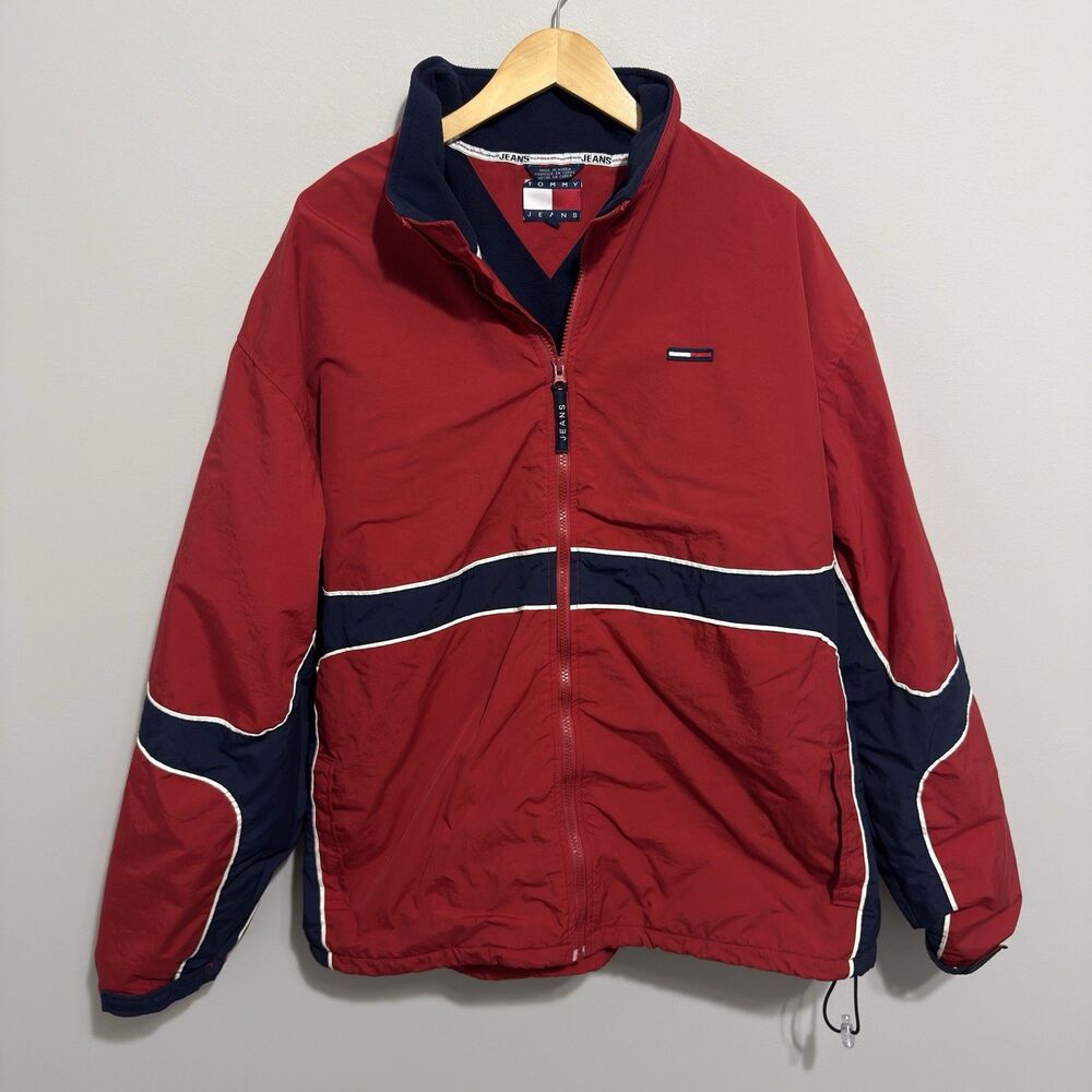 Vintage Tommy Hilfiger Colorblock Windbreaker Jacket Mens 2XL Red Blue Sailing